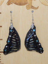 Load image into Gallery viewer, Real Butterfly Wing Earrings - Blue Crystals
