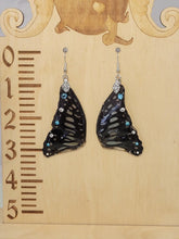 Load image into Gallery viewer, Real Butterfly Wing Earrings - Blue Crystals
