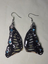 Load image into Gallery viewer, Real Butterfly Wing Earrings - Blue Crystals
