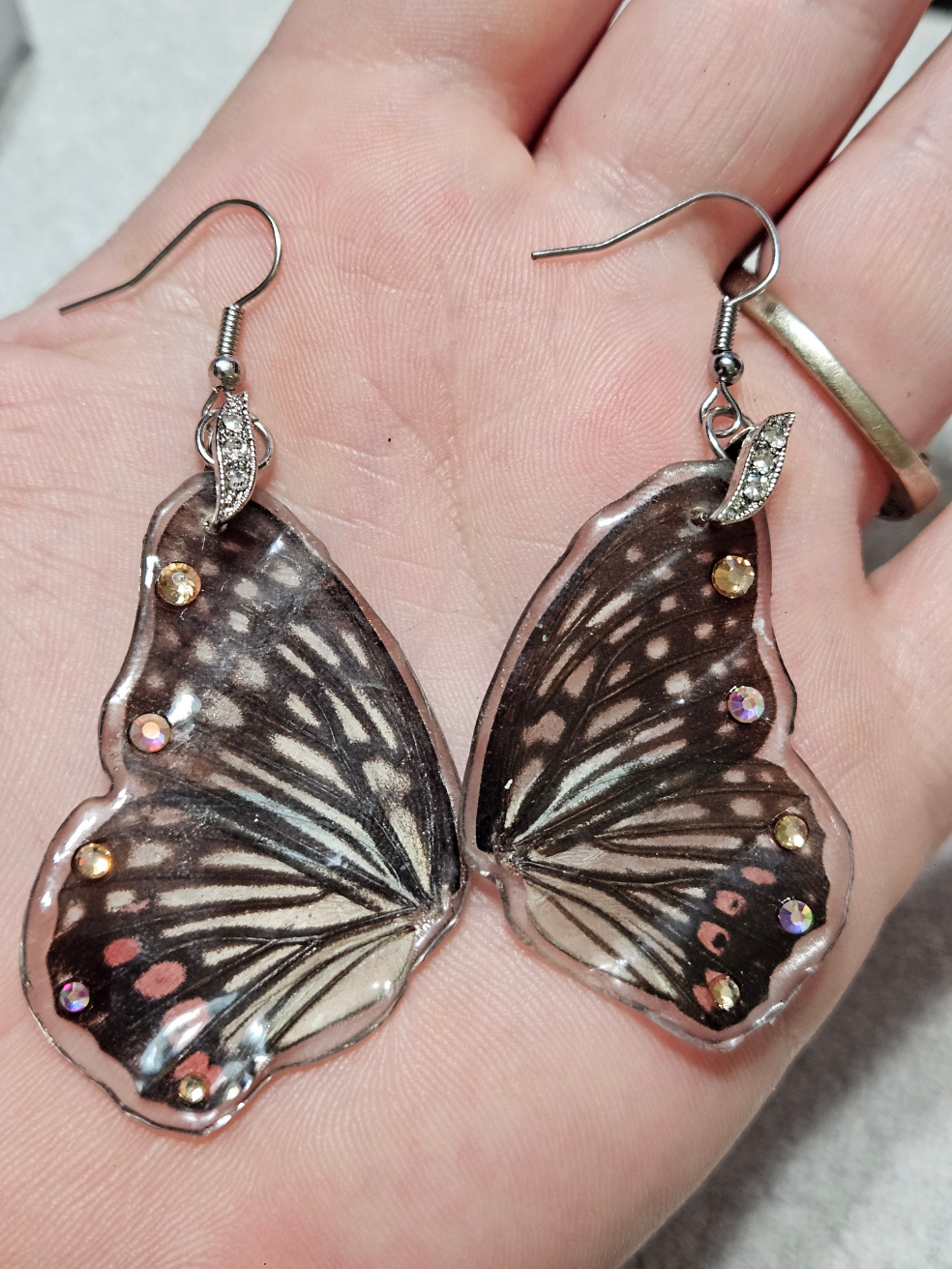 Real Butterfly Wing Earrings - Hestina aaimilis