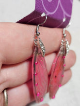 Load image into Gallery viewer, Real Cicada Wing Earrings - Neon Pink
