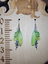 Load image into Gallery viewer, Green Fairy Wing Earrings
