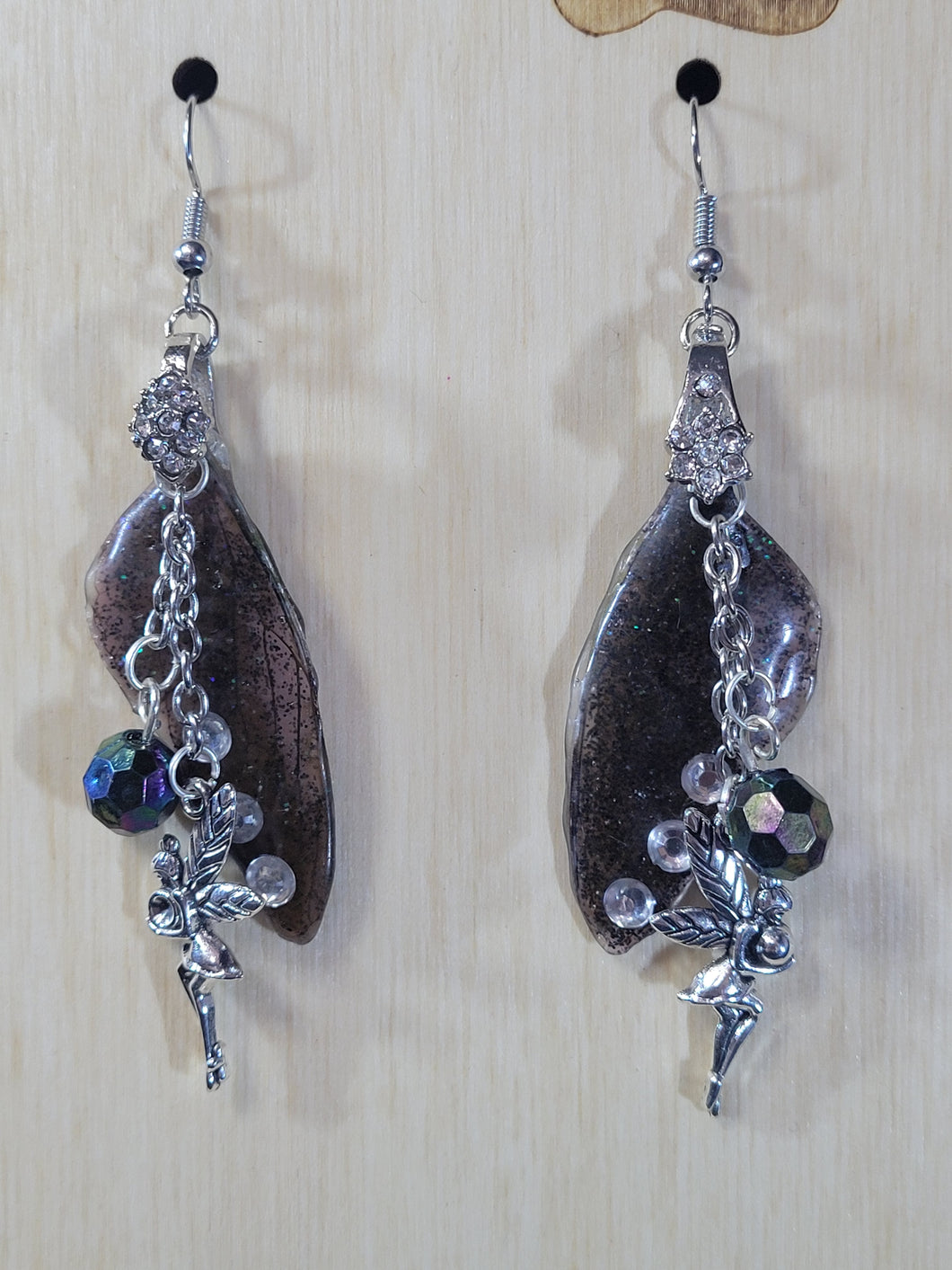 Black Real Cicada Fairy Wing Earrings